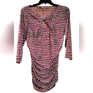 Jennifer Lopez Elegant Purple Patterned Women's Dress Large.